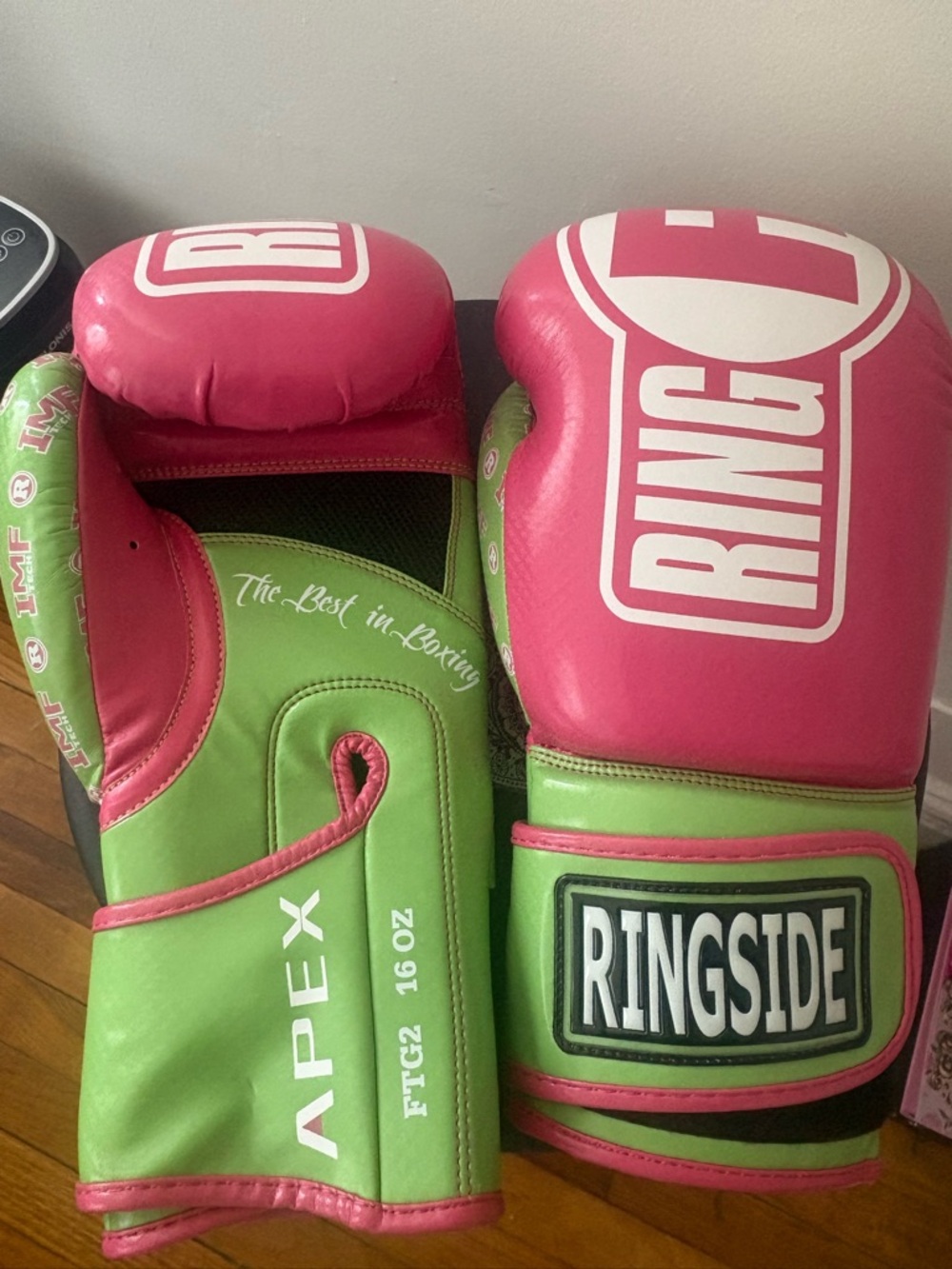 Ringside Pink and Green Boxing Gloves - Picture 2 of 6